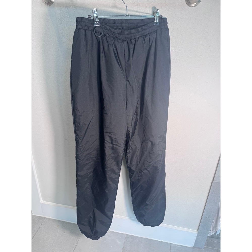 VTG 90s RA Sports Black Nylon Track Pants Elastic Waist Windbreaker‎ Pants